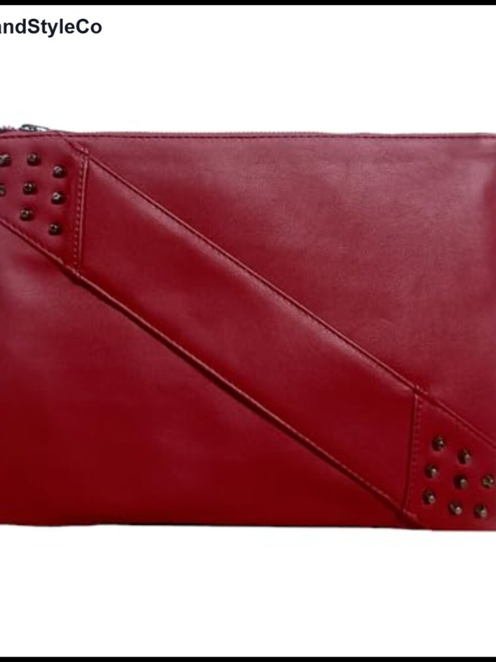 PU Leather Rivet Crossbody Clutch Purse with Hand Strap